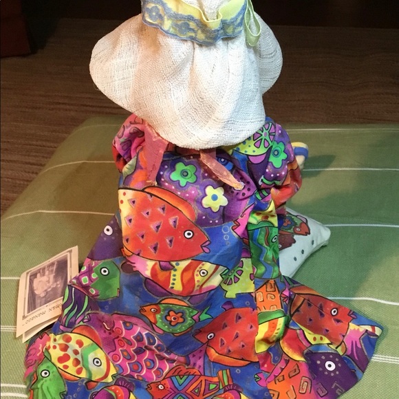 Carmen Manago Doll Signed Vtg Flo Beach Bunny Cloth Doll Shells Beach Coverup - Picture 4 of 11